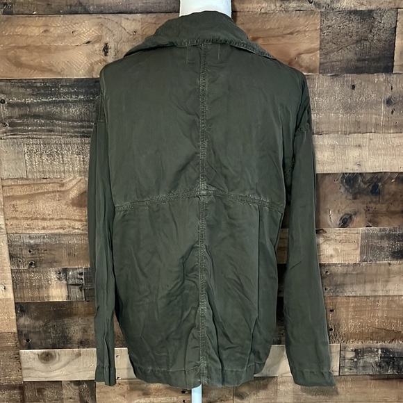 Caslon Olive Grown Safari Waterfall Open Front Pockets Jacket Size Medium - Picture 6 of 6
